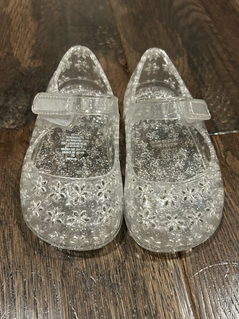 Baby Gap Clear Glitter Jelly Mary Jane Shoes - Silver Sparkle Size 6-12 months